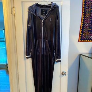 OnePiece Velour Jumpsuit. Size Large. Silvery Midnight Blue color.